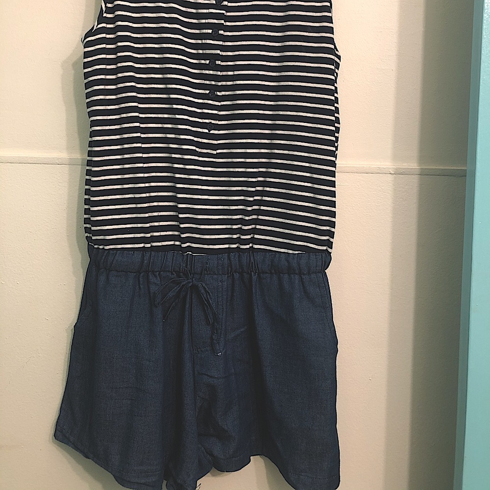 Blue striped summer romper